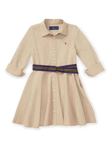Sukienka koszulowa dziecięca Polo Ralph Lauren brązowa