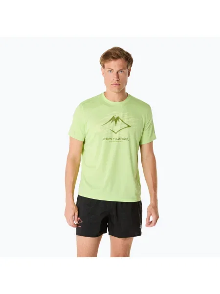 Tricou de alergare pentru bărbați ASICS Fujitrail Logo lime green/huddle yellow/cactus galben