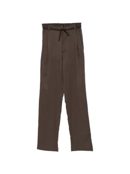 Pantaloni Brioni de mătase cu cordon maro