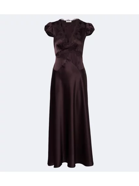 Rochie midi Dôen din satin maro