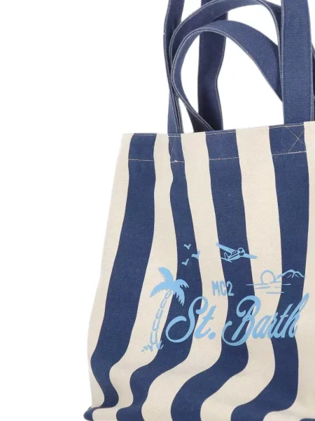 Geantă shopper Mc2 Saint Barth cu dungi cu imagine albastru
