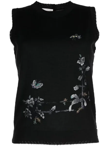Top Shiatzy Chen cu model floral cu imagine negru