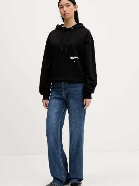 Bombažen pulover Karl Lagerfeld Jeans s kapuco črna