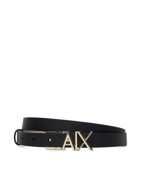 Armani Exchange pasek skórzany czarny