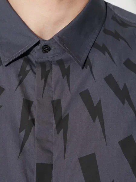 Сорочка Neil Barrett LOOSE ROLLED UP FAIR-ISLE THUNDERBOLT relaxed класичний комір