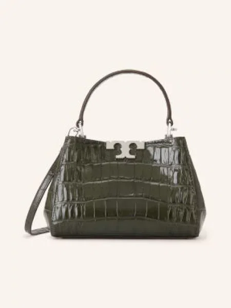 Tory Burch Kabelka Eleanor olivová / stříbrná