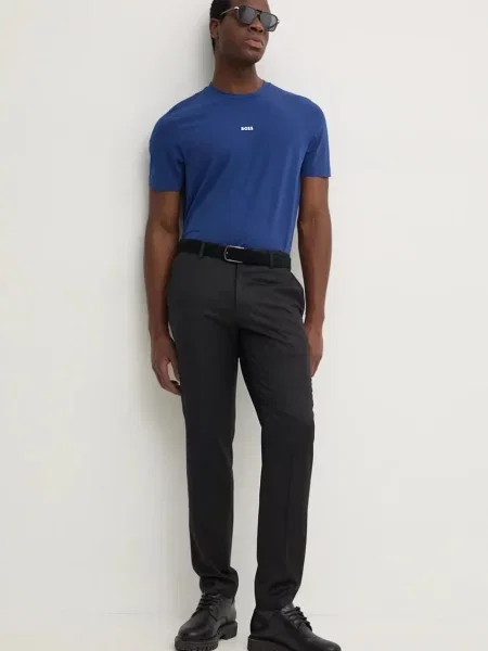 BOSS pantaloni de lana negru