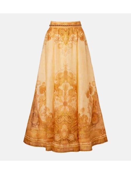 Maxi fusta maxi Zimmermann de in cu imagine portocaliu
