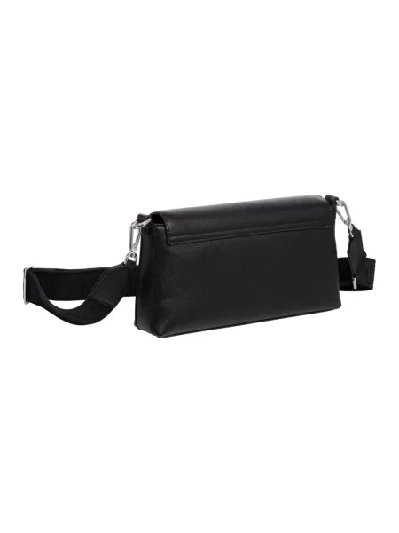 Lniana torebka crossbody Calvin Klein czarna