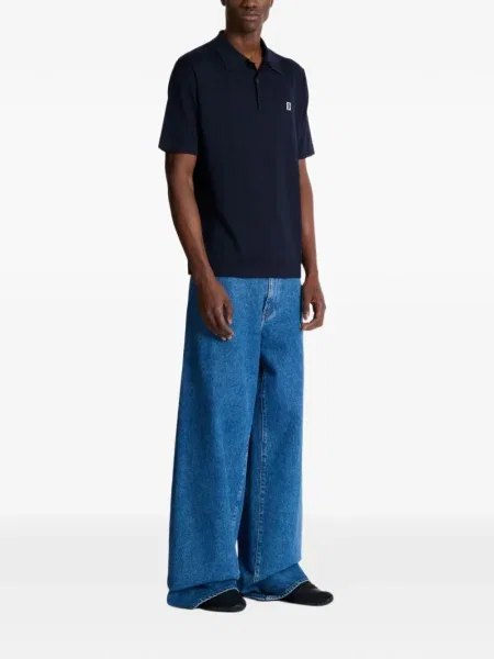 Polo Balmain cu broderie albastru