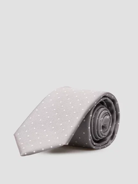 Шовкова краватка Boss в горошок сіра