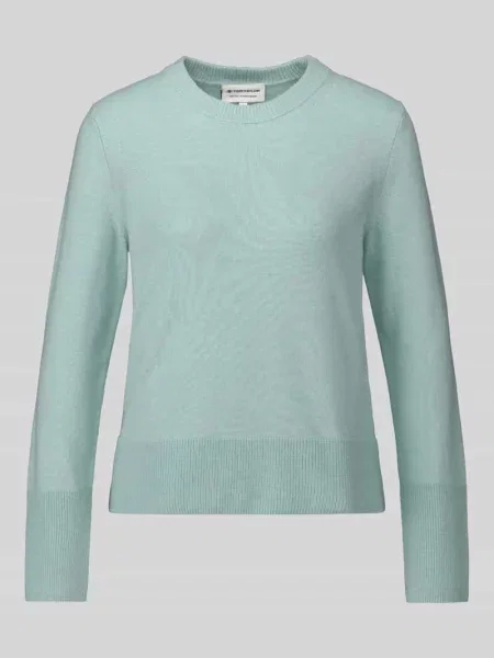 Sweter z kaszmiru z wykończeniami w prążki Tom Tailor miętowy