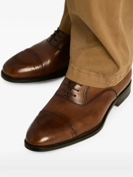 Brogues Kiton din țesătură twill maro