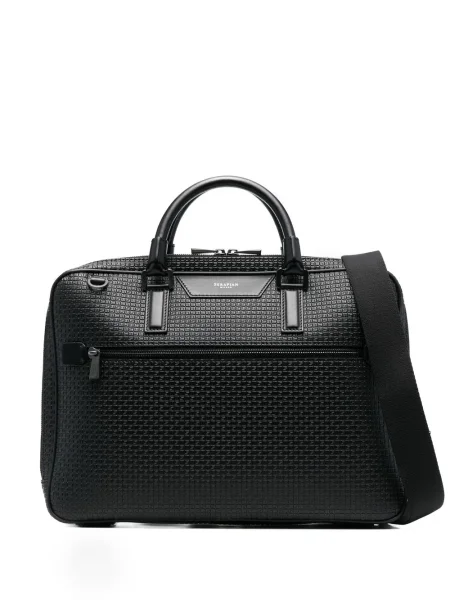 Kožna torba za laptop Serapian crna