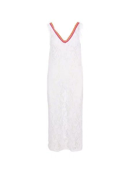 Rochie Banana Moon cu model floral cu decolteu în V din dantelă alb