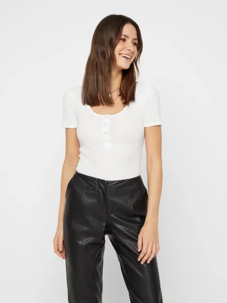 PIECES Tricou Kitte' alb