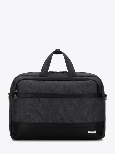 Torba na laptopa z lamówką z ekoskóry czarna