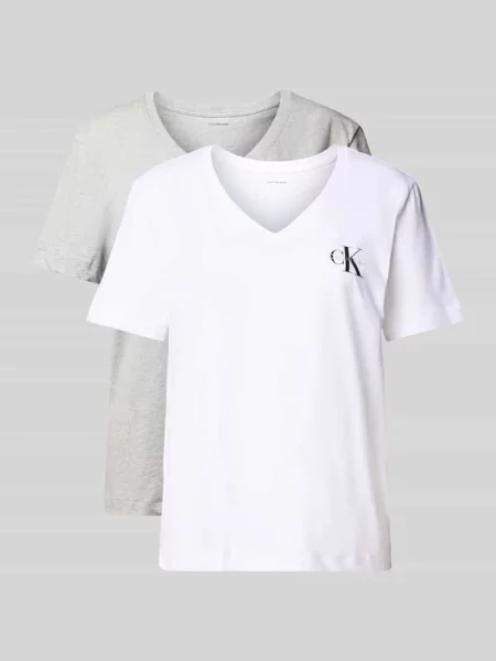 T-shirt z nadrukiem z logo w zestawie 2 szt.
