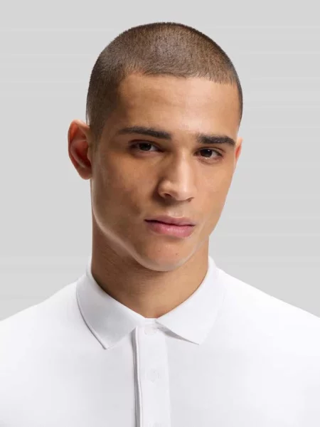 Koszulka polo o kroju slim fit z wytłoczeniem emotikon piłki tenisowej model PL_TOC Boss Green biała