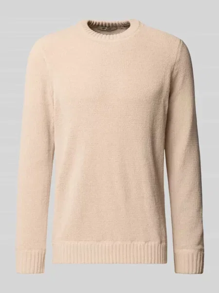 Sweter z dzianiny o kroju regular fit z okrągłym dekoltem model ‘ETHAN’ Only & Sons beżowy