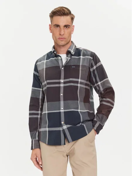 Сорочка Barbour Dunoon Tailored Tartan Shirt regular комір button-down синій