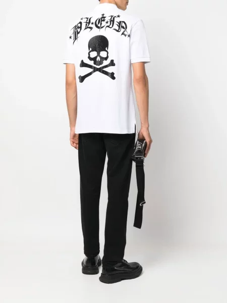 Raštuota polo marškinėliai Philipp Plein balta
