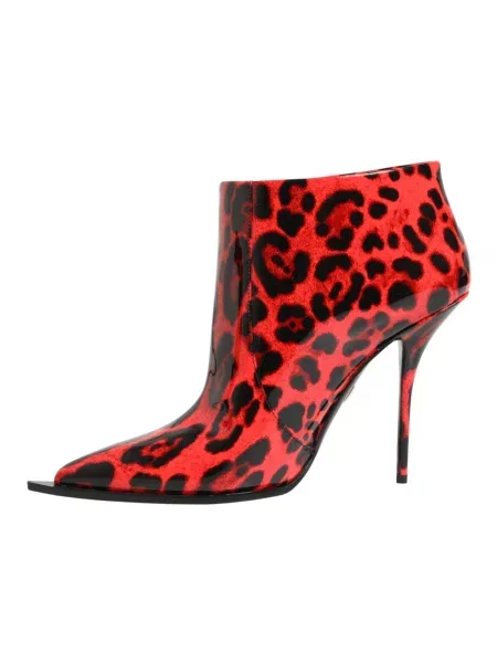 Buty do kostki Dolce And Gabbana skórzane czerwone