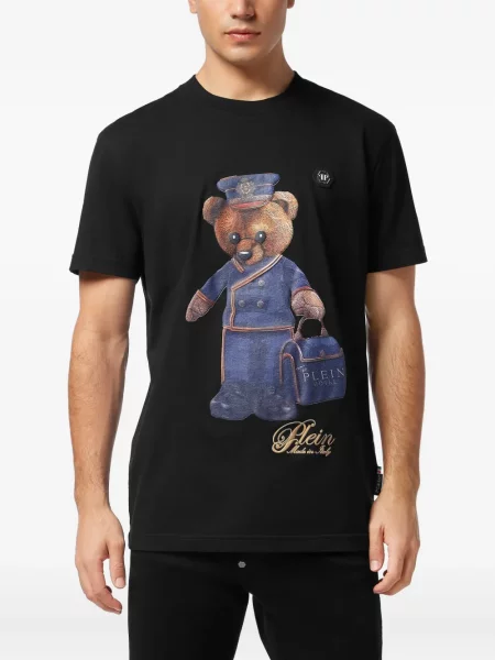 Raštuotas meškiukas marškinėliai Philipp Plein juoda