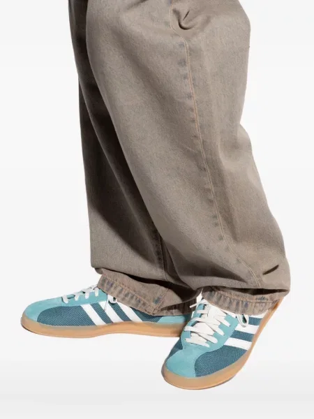 Cămașă Adidas cu dungi cu broderie clasică gri