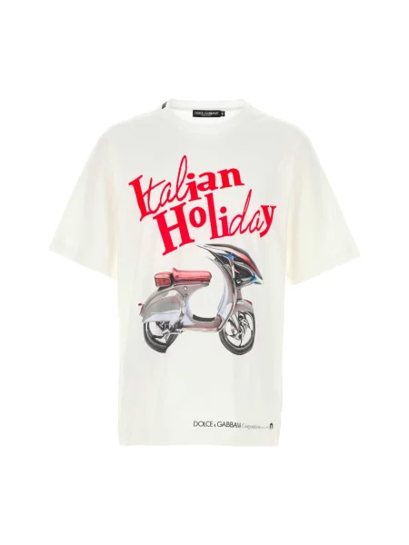 Koszulka Dolce And Gabbana klasyczna z okrągłym dekoltem biała