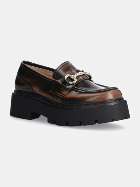 Steve Madden mocasini de piele Occupy femei cu platforma maro