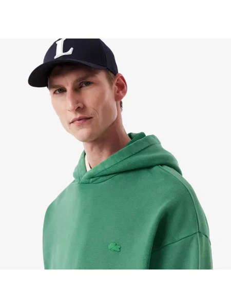 Lacoste Bluza Z Kapturem Z Efektem Sprania zielony