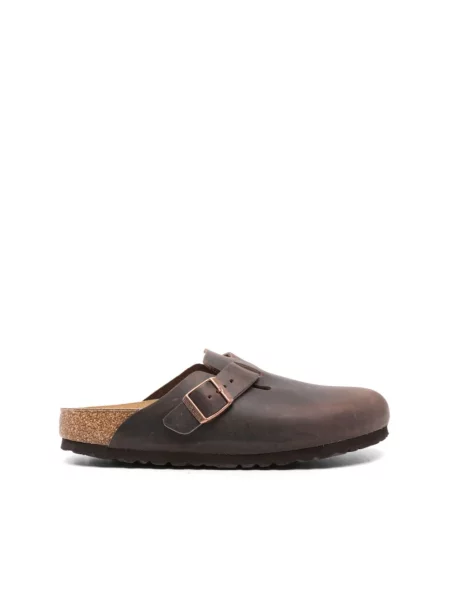 Klapki Birkenstock skórzane brązowe
