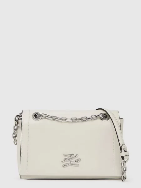 Кожена чанта Karl Lagerfeld K/AUTOGRAPH бежово