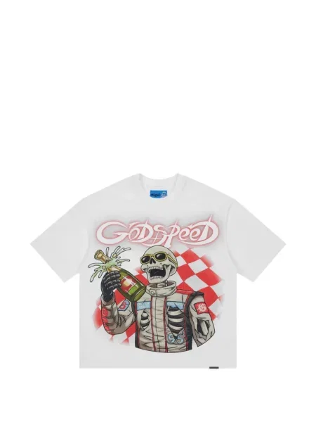 Tricou Godspeed cu imagine alb