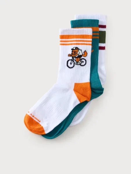 Happy Socks Ponožky Bike Wolf petrolejová / oranžová / černá bílá
