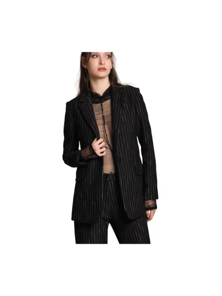 Długa marynarka Mason's w paski z dżerseju czarna