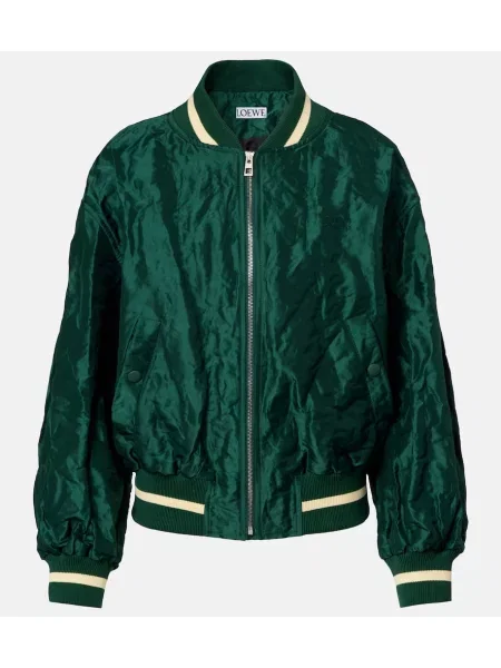 Tafta kurtka bomber Loewe zielony