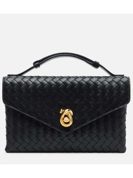 Geanta de piele Bottega Veneta Handle din piele negru