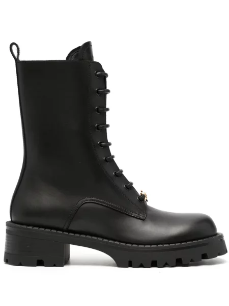 Botine Versace cu șireturi din dantelă negru