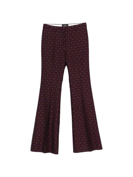 Pantaloni Etro cu model floral cu imagine din jacard roșu