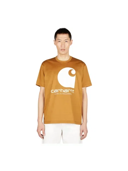 Koszulka Carhartt Wip z nadrukiem brązowa