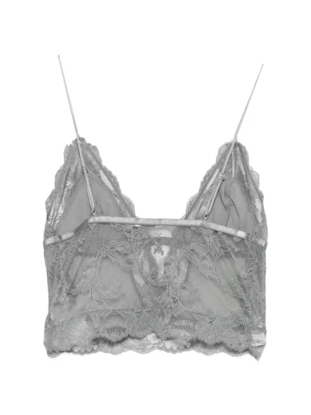 V-nyakú csipkés bralette melltartó Patrizia Pepe szürke