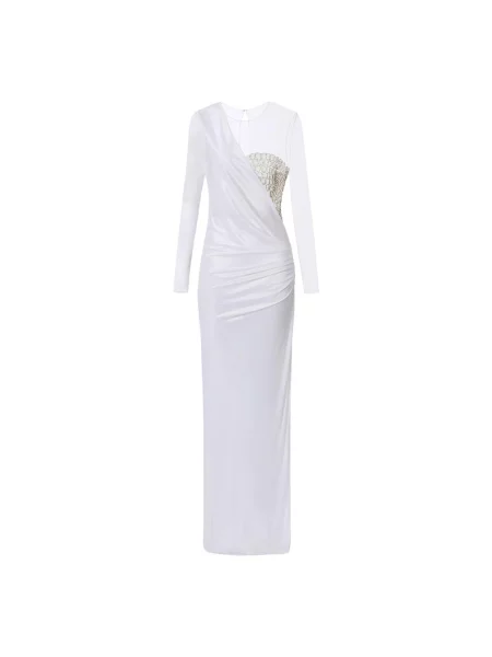 Długa sukienka maxi Elisabetta Franchi tiulowa biała