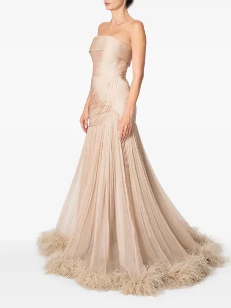 Rochie maxi M.marquise cu pene