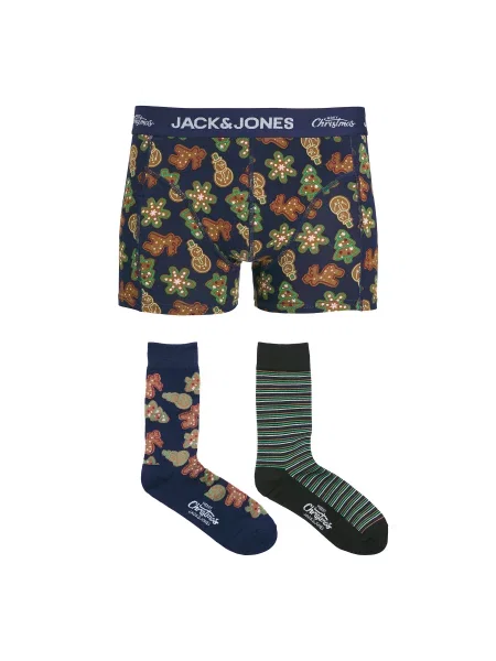 Jack & Jones Komplet boksarice in nogavice Gingerbread Giftbox Pisana