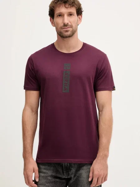 Tričko Alpha Industries s potiskem vínová