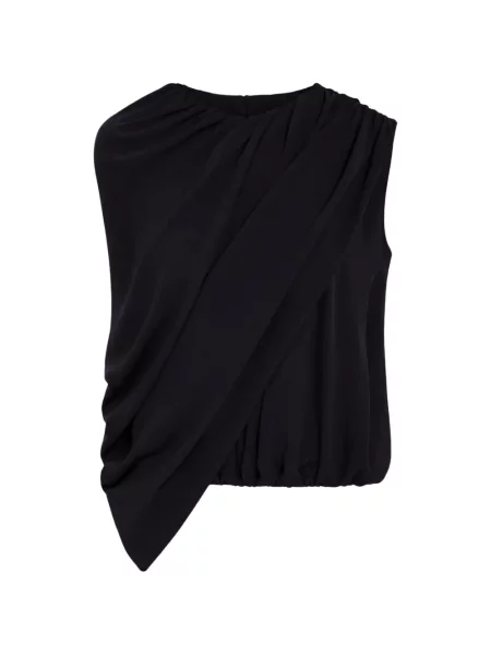Bluză Balenciaga asimetrică drapată negru