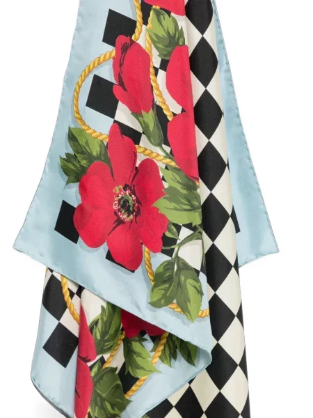 Gėlėtas raštuotas šalikas Moschino balta