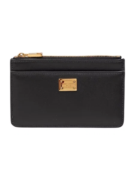 Portfel Dolce And Gabbana z logo skórzany czarny